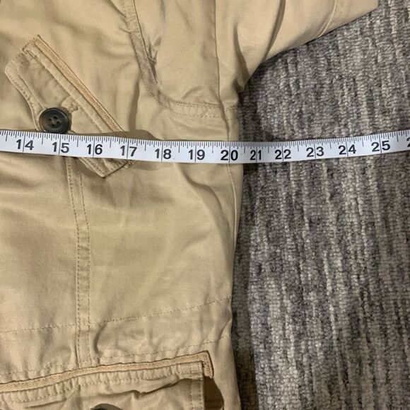 Aeropostale Aero87 Women’s Large Hooded Coat Tan Khaki Pockets Button And Zip - Picture 3 of 6